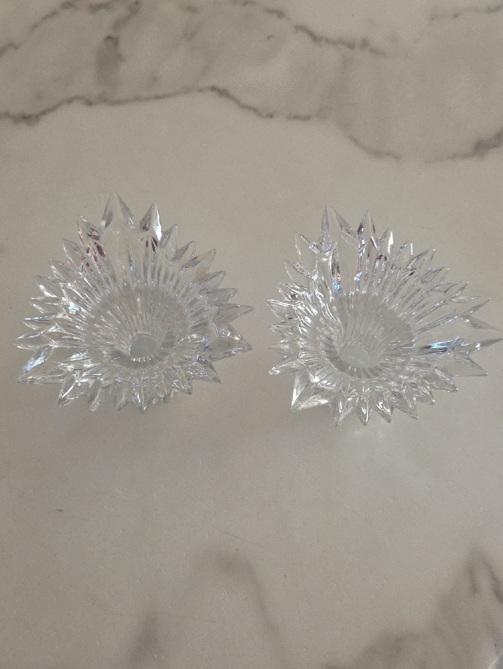 Mikasa Crystal Sunburst Glass Candlestick Holders - Clear